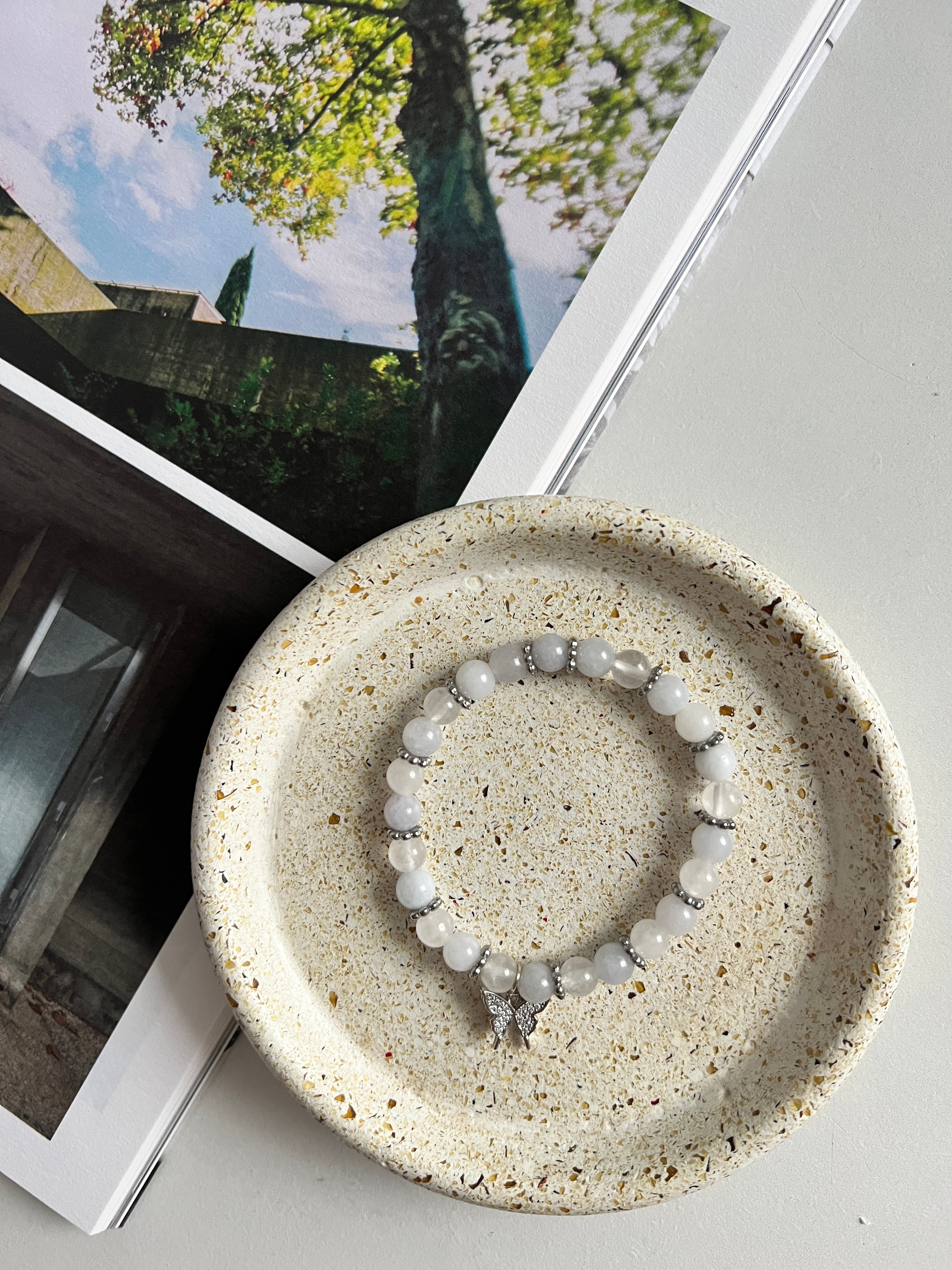 Blue Haze - Aquamarine and White Jade