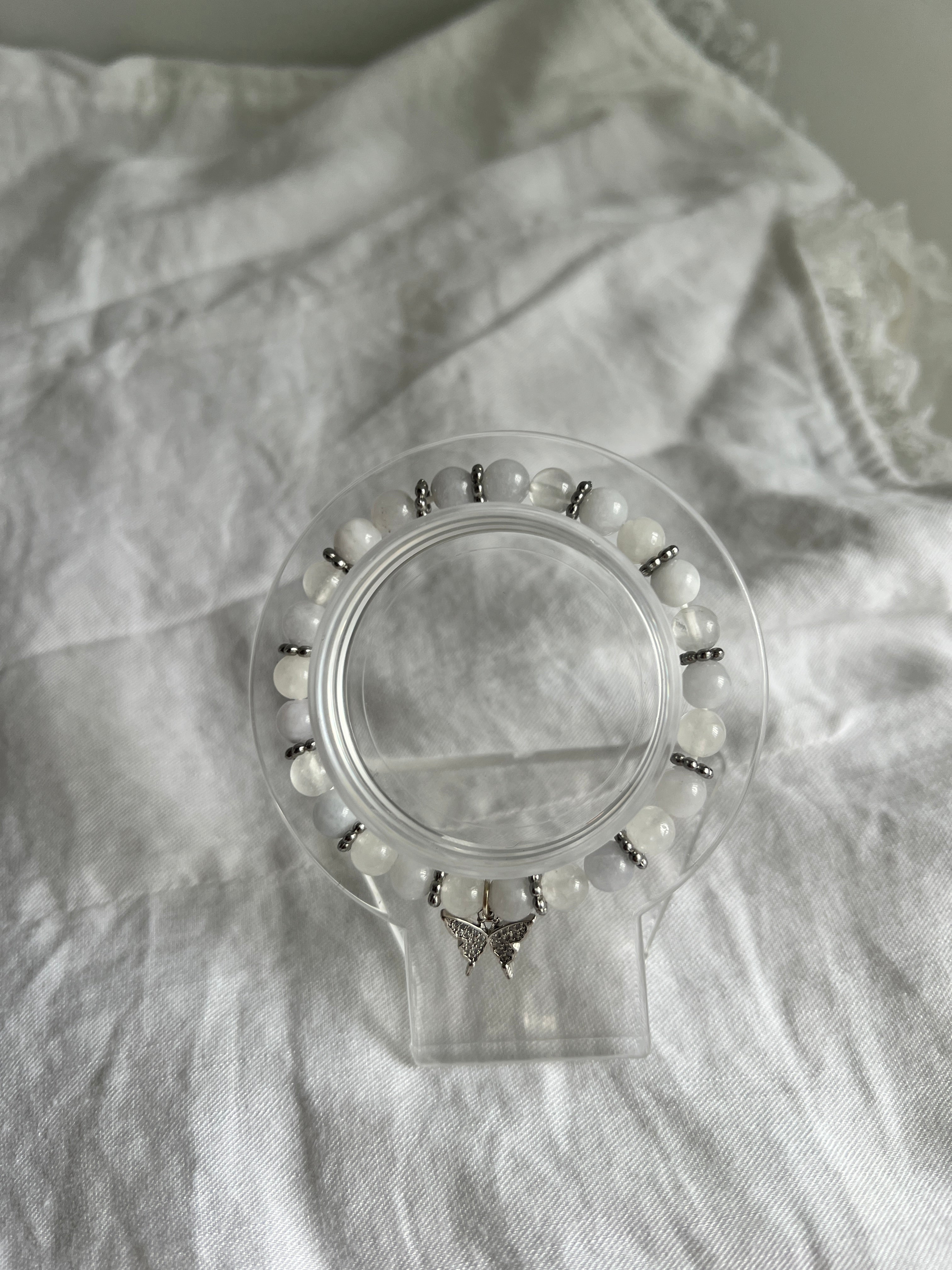 Blue Haze - Aquamarine and White Jade